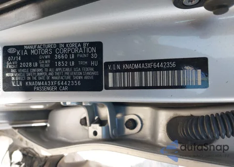 2015 Kia Rio Lx z USA, uszkodzony, nr VIN KNADM4A3XF6442356